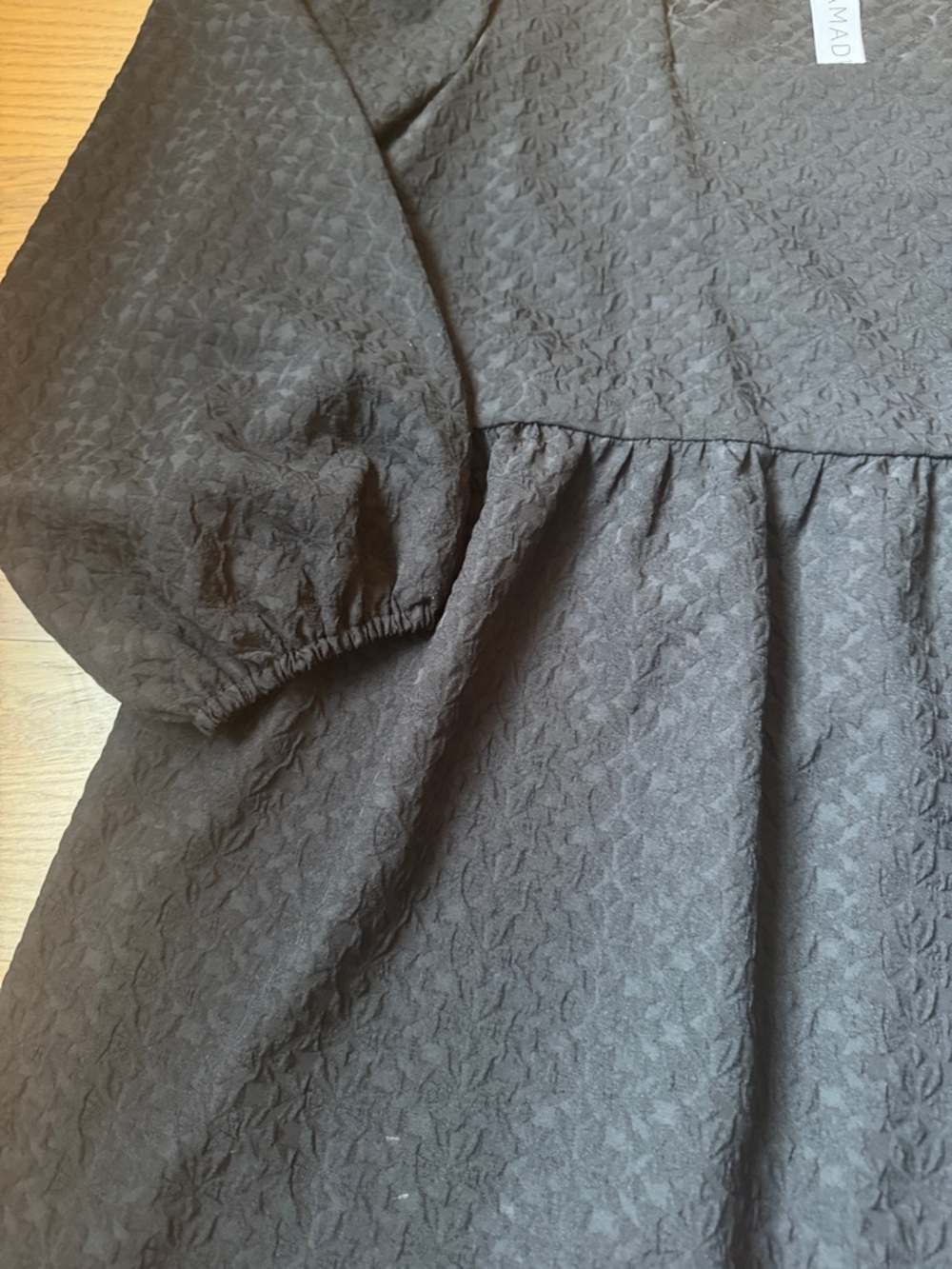 Anthropologie square neck textured black dress - Picture 5 of 10